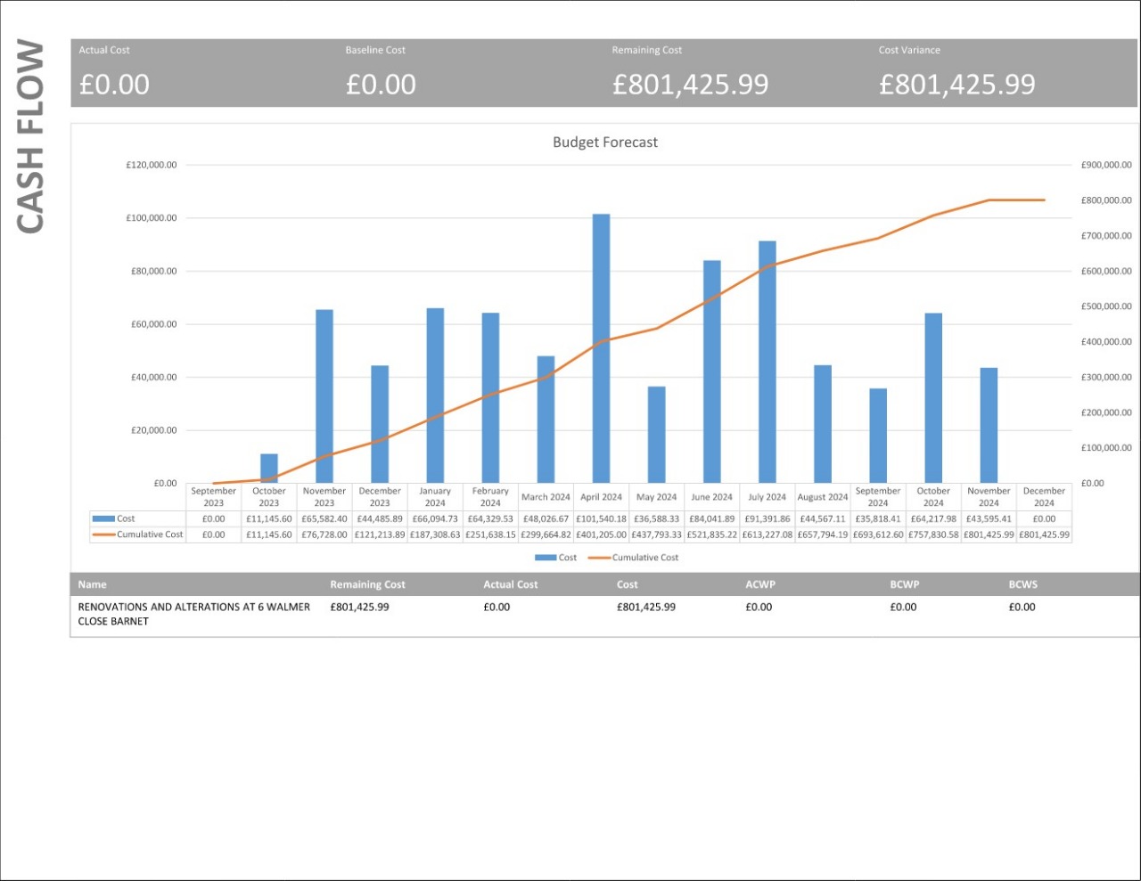 Cash Flow Forecast